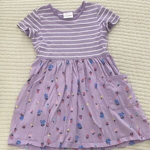 Hanna Andersson Lavender Striped Dress with Floral Accents